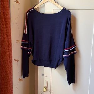 Love by designs ruffled red white blue sweater top